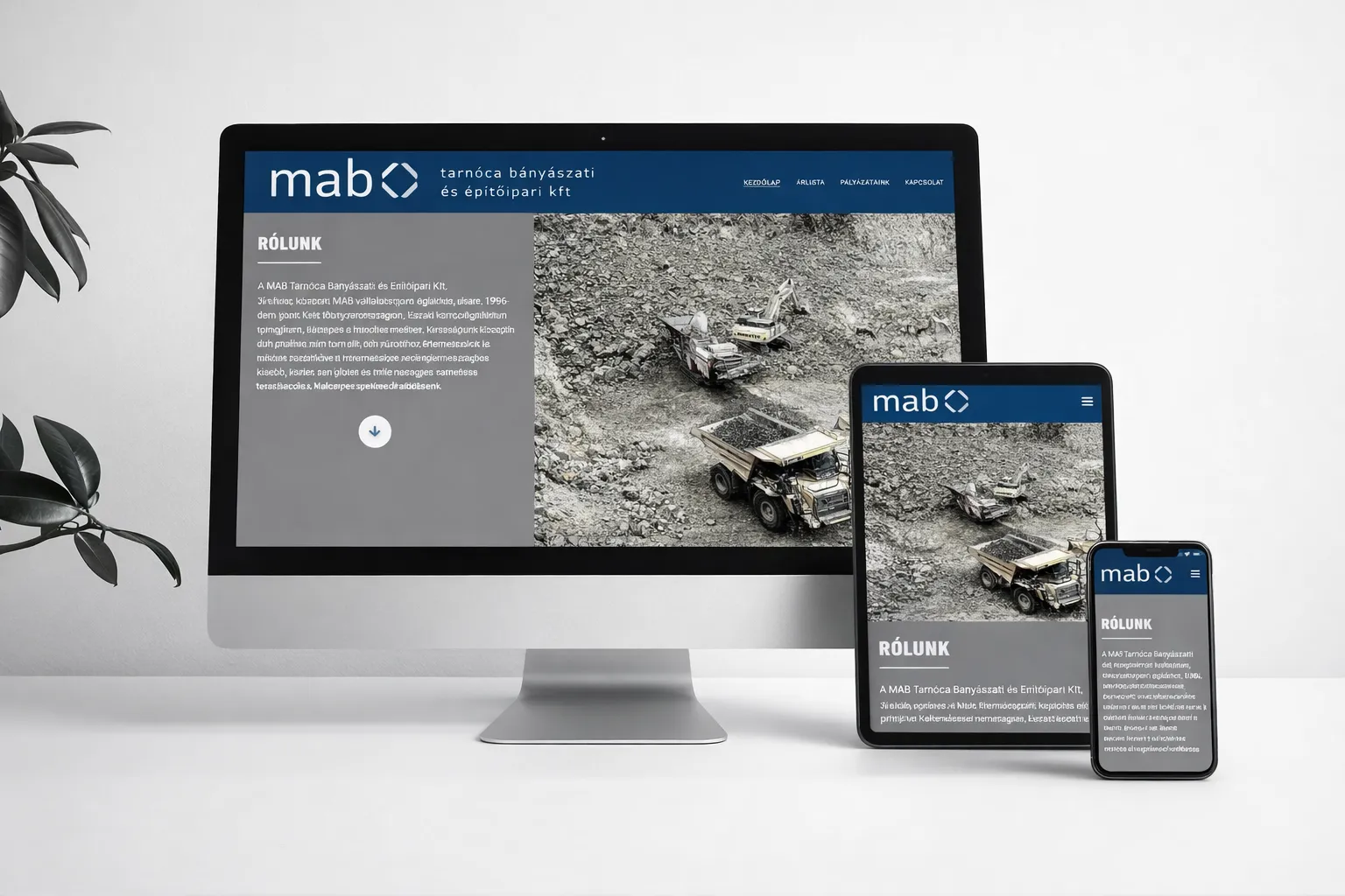 bányászati és építőipari céges weboldal készítése